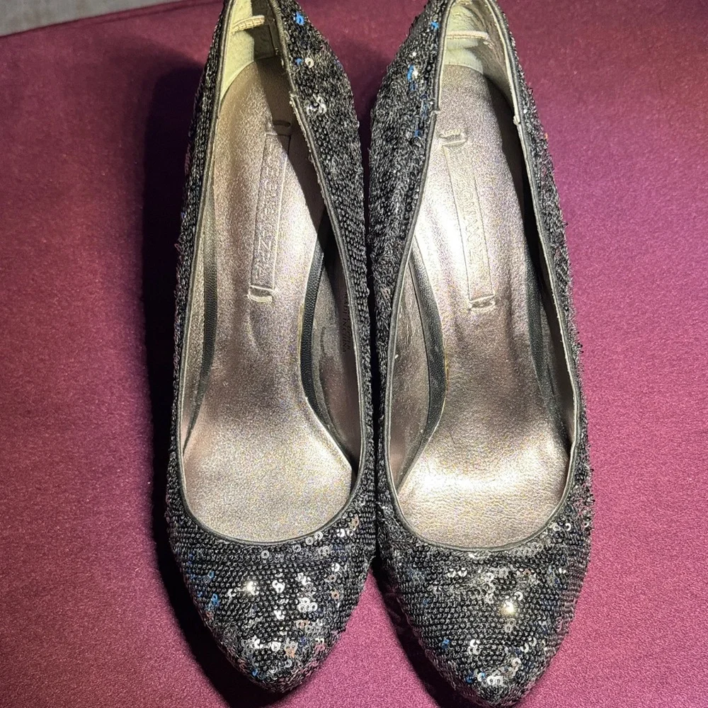 BCBGMaxAzria Black Sequin Heels